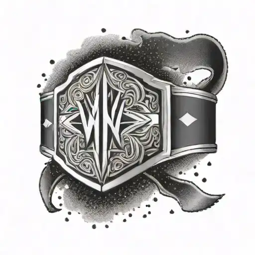 Design a dotwork tattoo of a WWE championship belt with subtle Christian symbolism tattoo design idea