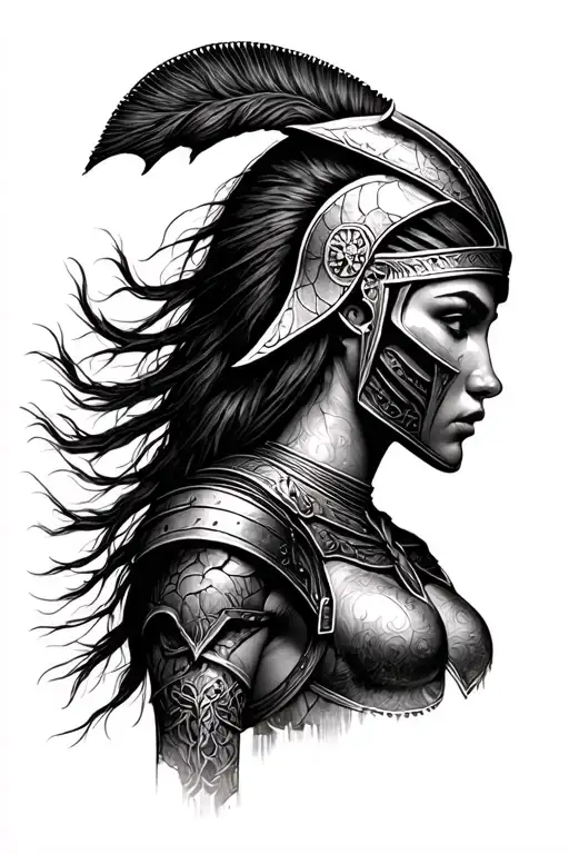 spartan female warrior tattoo design idea