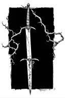 thin swords wrapped in thin vines hanging tattoo design idea