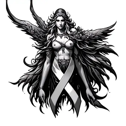 Freya goddess with a leukemia ribbon  tattoo design idea