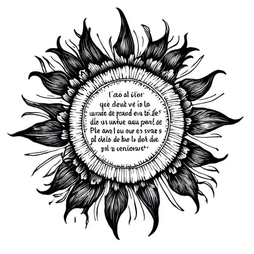 citation en anglais avec rayon de soleil tattoo design idea
