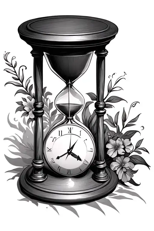hourglass with clock face tattoo design idea