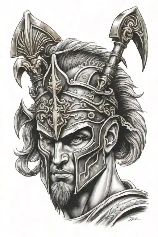 Ares greek god tattoo design idea