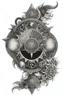 moon stars and aztec calendar merged tattoo design idea