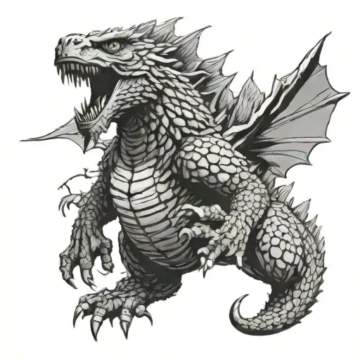 Godzilla Japanese tattoo design idea