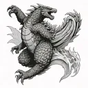 Godzilla Japanese tattoo design idea