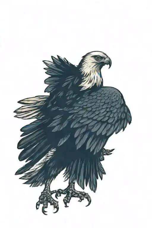 skeleton of hawk flying tattoo design idea