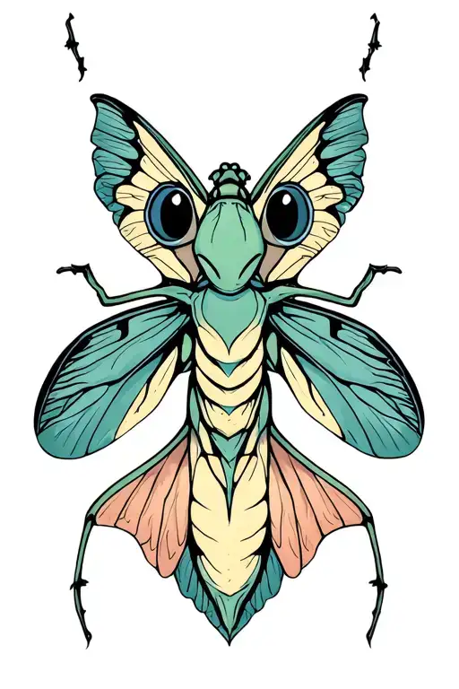 alien moth open wings tattoo design idea