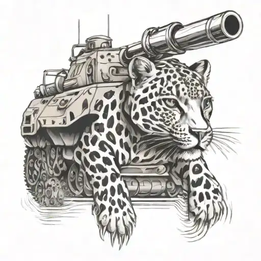 tank leopard 2 in a drink glas tattoo design idea