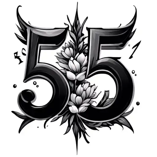 the numbers 555 in between the chest tattoo design idea