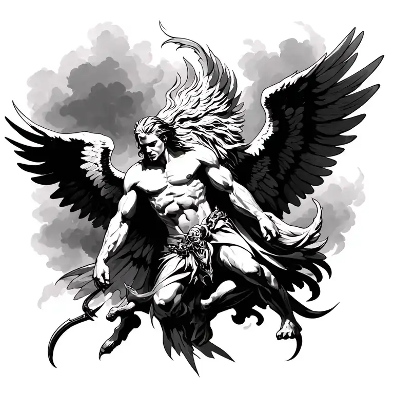 all 7 archangel fighting tattoo design idea
