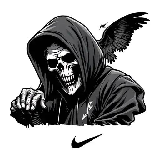 grim reaper in nike hoodie tattoo design idea