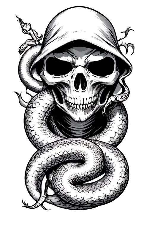grim reaper with a snake tattoo design idea