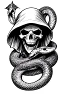 grim reaper with a snake tattoo design idea