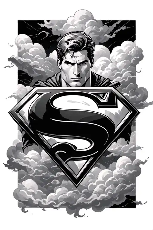 superman logo with clouds tattoo design idea