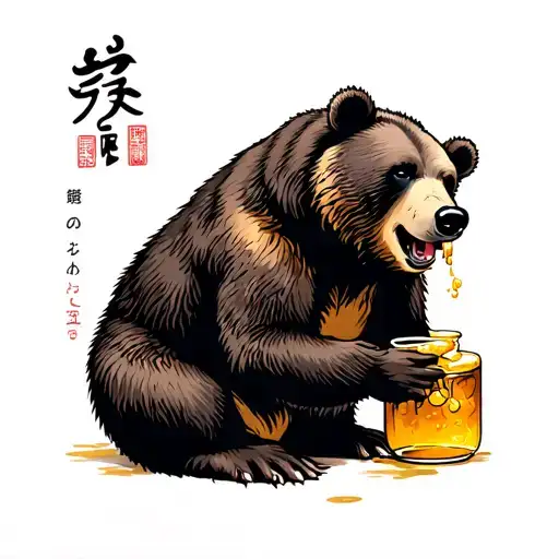 "Kemosabi" Bear eats honey tattoo design idea