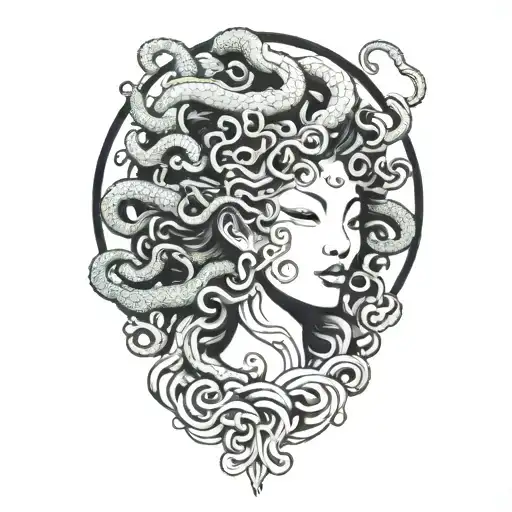Medusa head emerging tattoo design idea