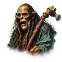 Davy jones posideon statue standing tattoo design idea