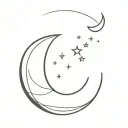 waxing Crescent moon tattoo design idea