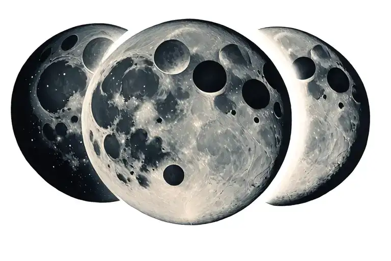 moon phases horizontal tattoo design idea