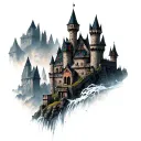 dracula's castle tattoo design idea
