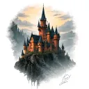 dracula's castle tattoo design idea