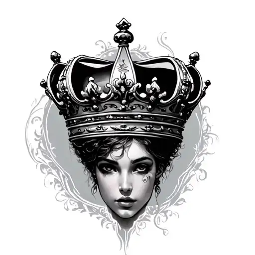 e with crown  tattoo design idea