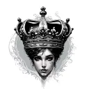 e with crown  tattoo design idea