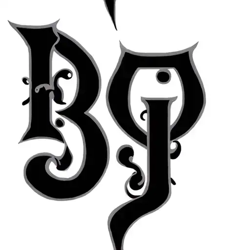 A B G J Y letters forming tattoo design idea