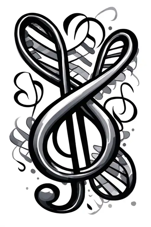 treble clef bass clef with DNA strand  tattoo design idea