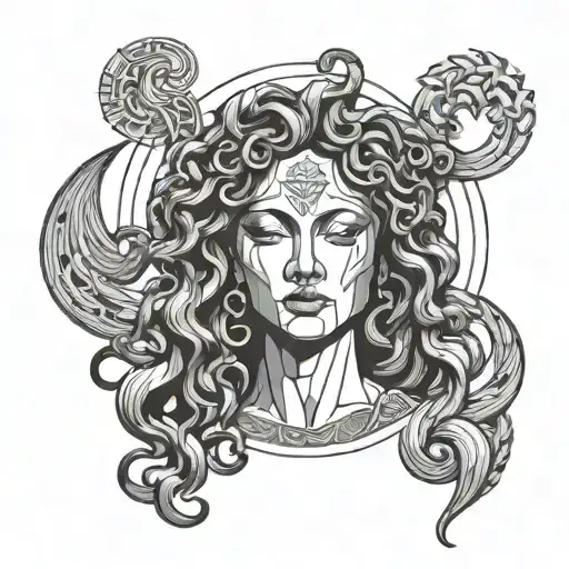 Medusa crying tattoo design idea