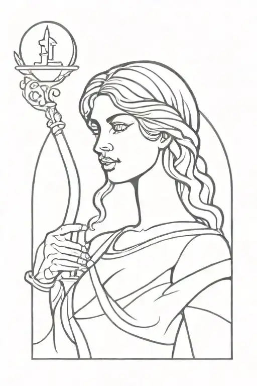 goddess themis in black tattoo design idea