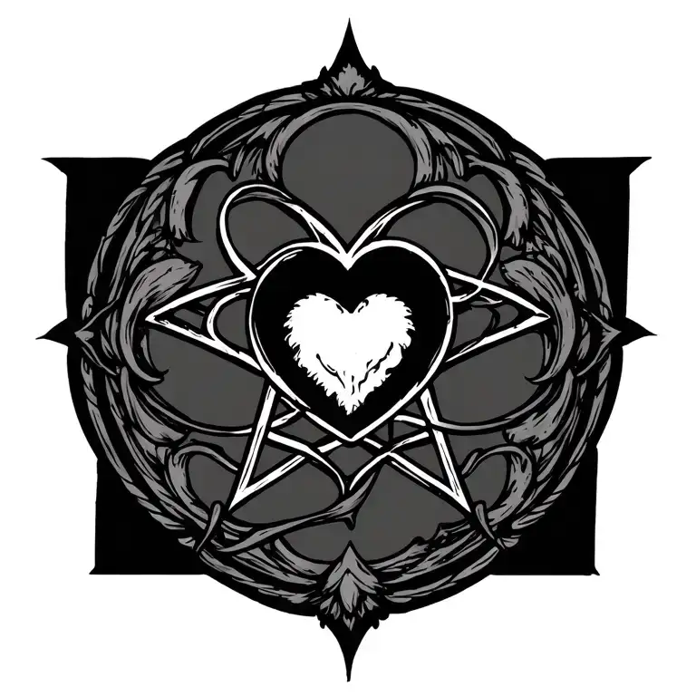 heartagram tramp stamp tattoo design idea