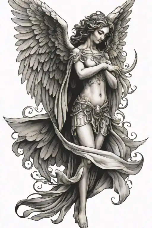 guardian angel wings tattoo design idea