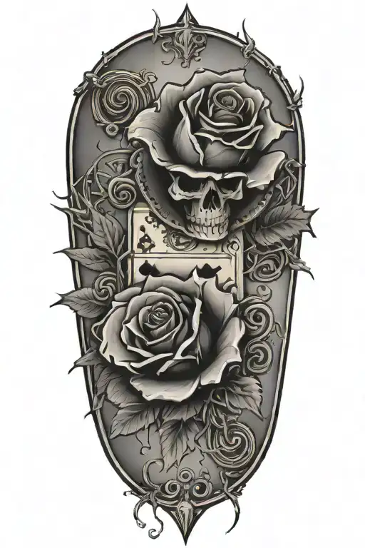 Western,Playing Cards, Roses,Barbed wire tattoo design idea
