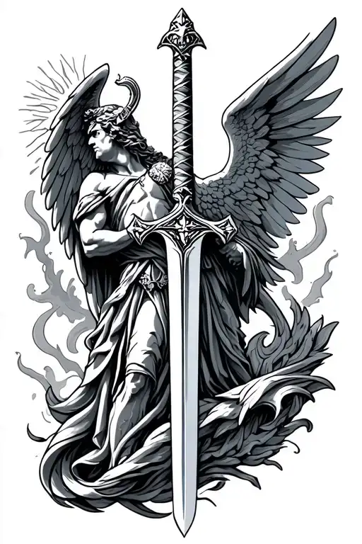 saint Michael's sword tattoo design idea