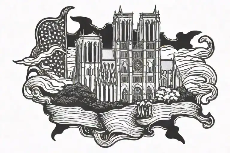 God, Country, Notre Dame tattoo design idea