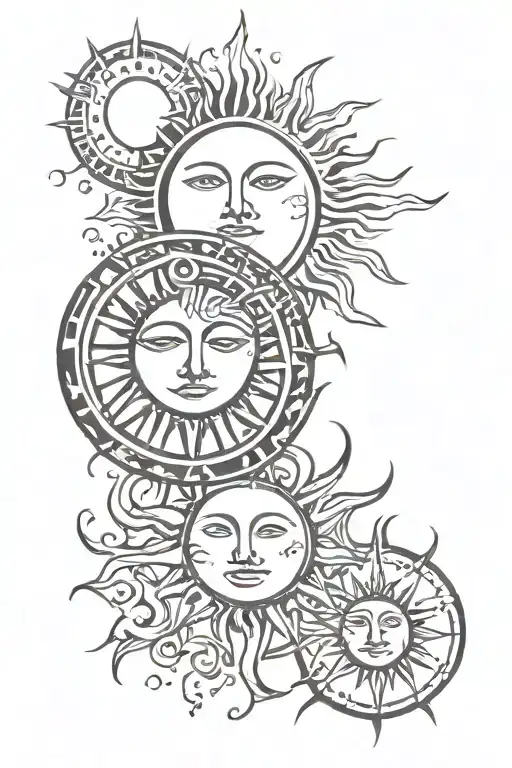 sun and moon tattoo design idea