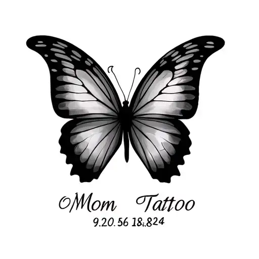 "Mom 9.20.56-12.28.24" 3D butterfly tattoo design idea