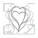 Minimalist heart with initials SM and MS tattoo design idea