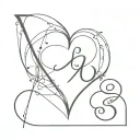 Minimalist heart with initials SM and MS tattoo design idea