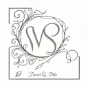 Minimalist heart with initials SM and MS tattoo design idea