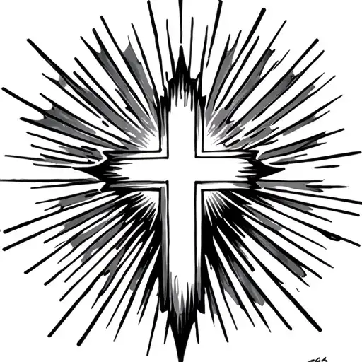 Cross With Light Rays tattoo design idea