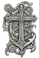 cross and an anchor tattoo design idea