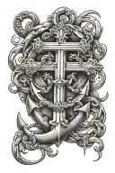 cross and an anchor tattoo design idea