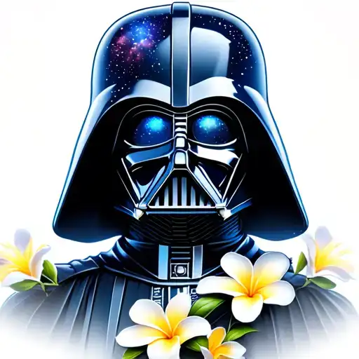darth Vader as galaxy with plumerias tattoo design idea