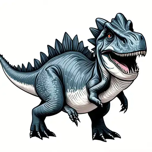 cute Spinosaurus Minimalist outline tattoo design idea