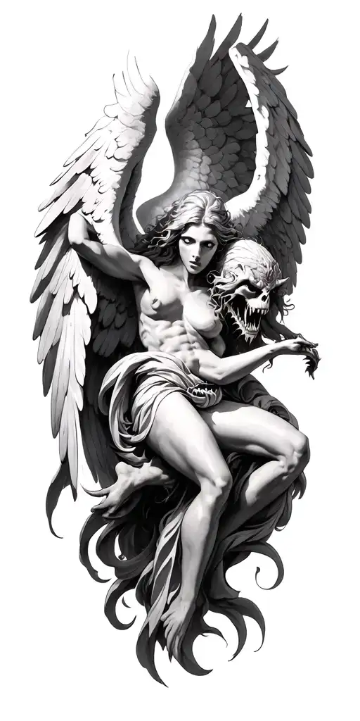 angels fighting demons  tattoo design idea