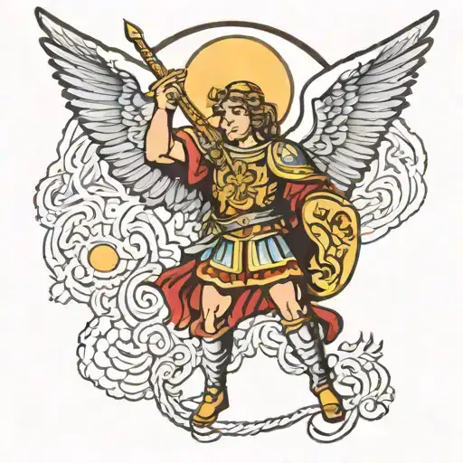 Saint Michael the Archangel tattoo design idea