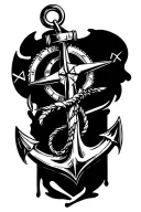 compass and anchor tattoo design idea